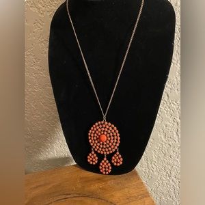 VINTAGE  Retro 1930’-40s Czech Coral Necklace. Vintage Coral Statement Necklace